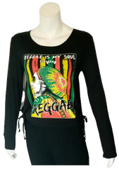 Blush Girls’ Black “Reggae is My Soul Every Day” Long Sleeve Shirt, Size Small