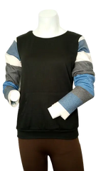 Diva General Collection Girls’ Black Striped Long Sleeve Sweatshirt, Size Small