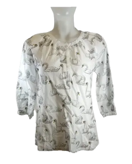 Stella Cove Girls’ White Long Sleeve Blouse with Swans, Size 12Yrs