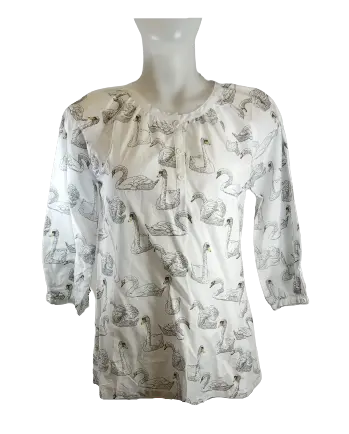 Stella Cove Girls’ White Long Sleeve Blouse with Swans, Size 4Yrs