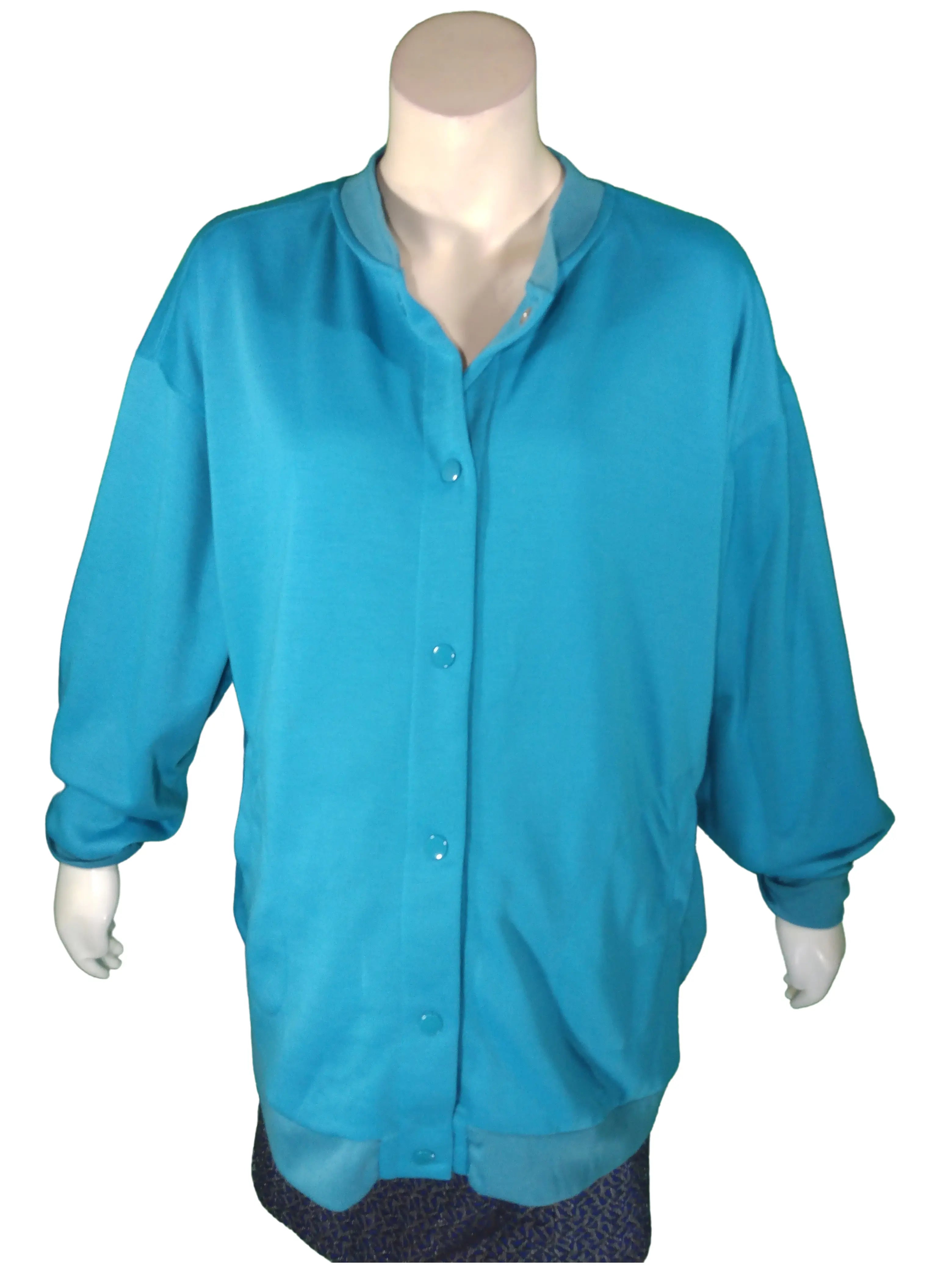 Tudor Court Women’s Aqua Button Down Sweatshirt, Size 3X