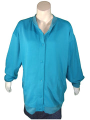 Tudor Court Women’s Aqua Button Down Sweatshirt, Size 3X