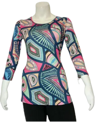 Squirrel’s Home Women’s Pink/Blue Long Sleeve Spoon Shirt, Size Small