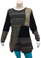 Style & Co Women’s Black/Tan Squares Sweater, Size 3X