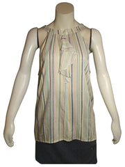 Women's Multi-Stripe Sheer Sleeveless Top – Large | 100% Rayon by BCBG Maxazria