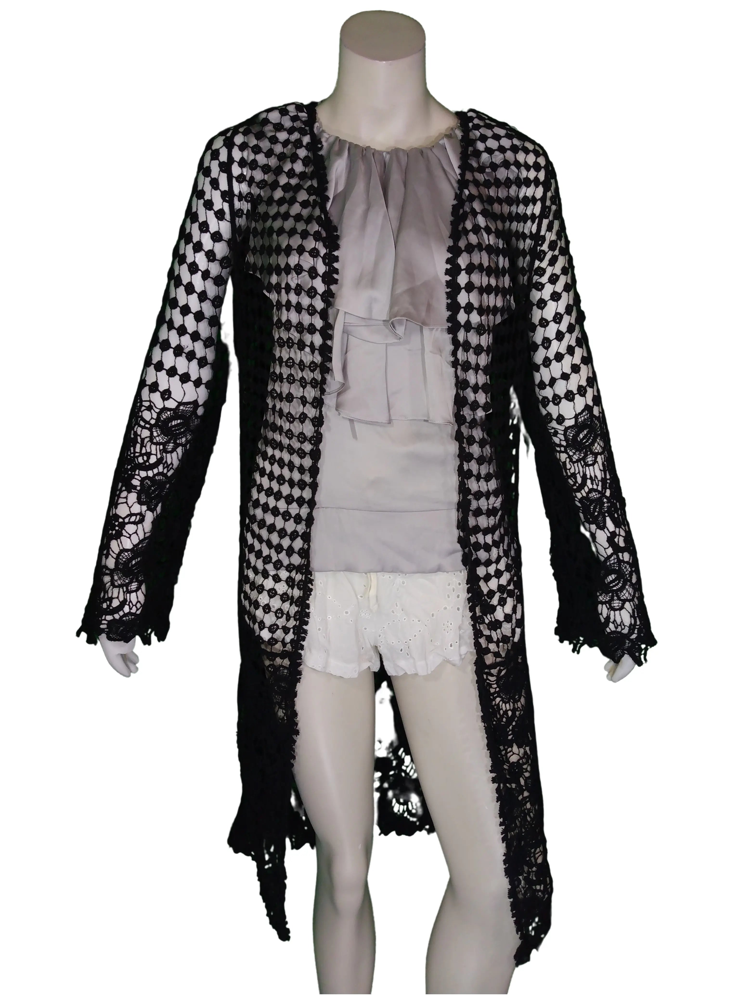 Native Rope Girls’ Black Crochet Coat, Size S/M