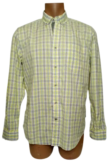 Nautica Men’s Yellow Plaid Shirt, Size Medium