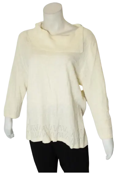 Salon Studio Women’s Cream Long Sleeve Sweater, Size XL
