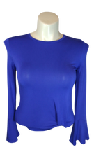 Art Class Women’s Blue Semi Sheer Top with Bell Sleeves, Size XL