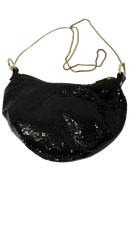 La Regale Black Shiny Mesh Evening Bag