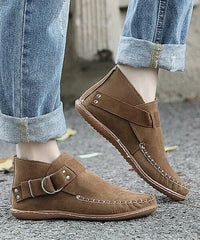 Lola Shoes Brown Stitch-Detail Slipper Sneakers