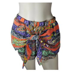 Honey Belle Women’s Funky Pattern Swim Shorts, Size Medium