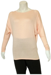 Love In Girls’ Peach Batwing Long Sleeve Shirt