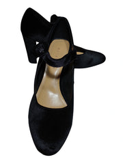 Metaphor Black Velvet High Heel Shoes with Ankle Strap | Size 9M | Elegant Women’s Formal Footwear