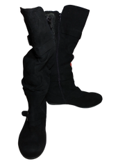 Bongo Black Velvet Tall Slouchy Boots with Side Zipper - Size 6.5