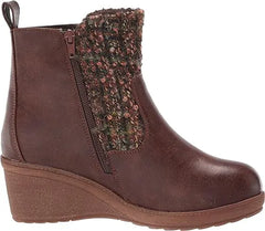 Muk Luks Brown Tweed Novah Wedge Ankle Boots