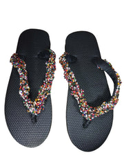 Beaded Unisex Flip Flop Multicolor Size 12.5 (measure 11")