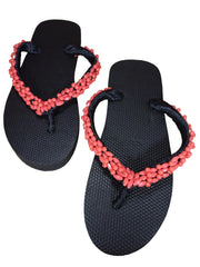 Beaded Unisex Flip Flop Coral Size 12.5 (measure 11")