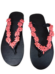 Beaded Unisex Flip Flop Coral Size 12.5 (measure 11")