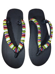 Beaded Unisex Flip Flop Multicolor Size 9.5 (measure 10")