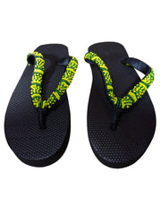 Beaded Unisex Flip Flop Yellow Green Size 12.5 (measure 11")