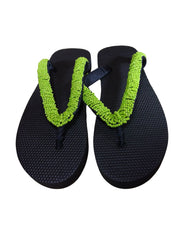 Beaded Unisex Flip Flop Green Size 9.5 (measure 10")