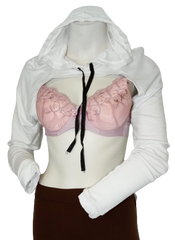Glitz White Crop Top Hoodie