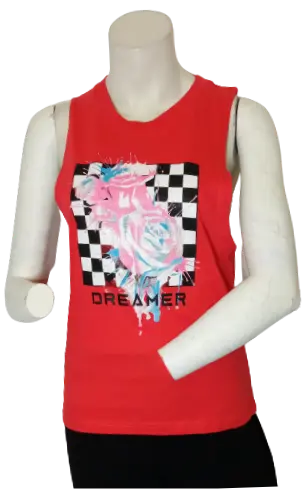 On Fire Girls’ Red “Dreamer” Sleeveless Shirt, Size Small