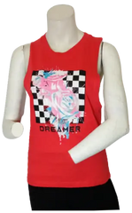 On Fire Girls’ Red “Dreamer” Sleeveless Shirt, Size Small