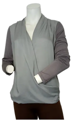 Leshop Women’s Grey Long Sleeve Open Shirt, Size Large