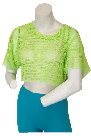 Glitz Women’s Lime Green Mesh Crop Top, Size Medium