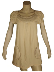 On & On Women's Beige Color Block Dress – Medium Fit, Large Pockets, 100% Polyester