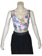 I Love Pink/Blue Floral Crop Top