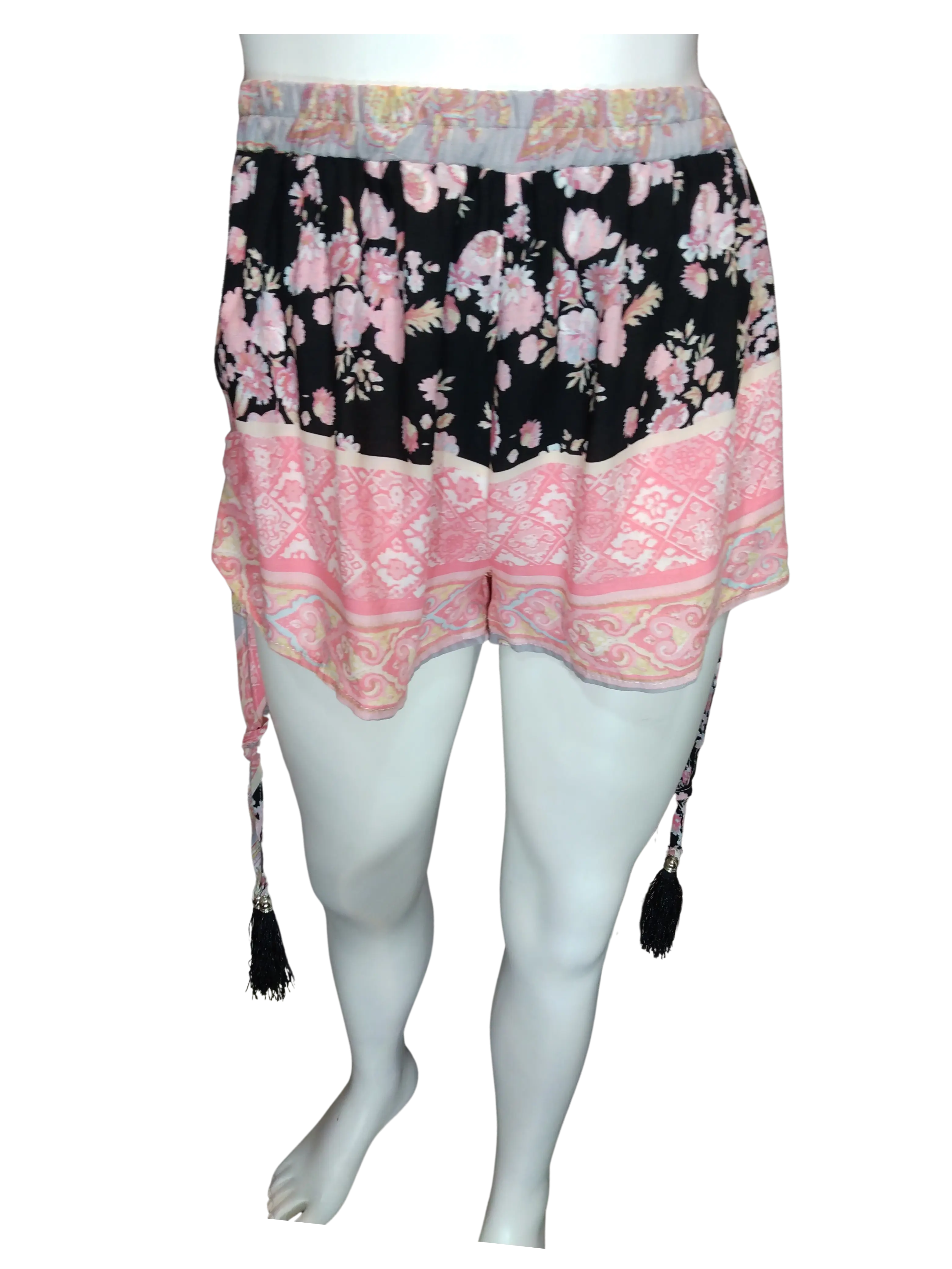 Jaase Girls’ Pink/Black Flowered Shorts, Size XS