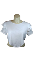 i>r Girls’ White Short Sleeve Top with Ruffles, Size 2X