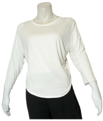 Cleo Apparel Women's White Long Sleeve Open-Back Shirt – 1X Size, Rayon-Spandex Blend