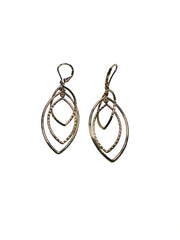 Pair of gold hoop earrings on a white background