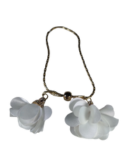 Diva General Gold-Tone Rhinestone & White Fabric Flower Bolo Bracelet – Adjustable Fashion Jewelry for Women