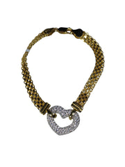 Diva General Heart Charm Bracelet – Gold & Silver-Tone Rhinestone Fashion Jewelry for Everyday Romance