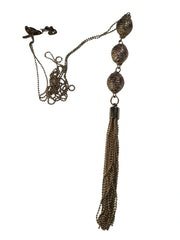 INC Gold-Tone Bead Pendant Necklace – Fashion Jewelry with Tassel Detail & Layered Charm