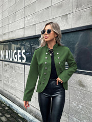 Suvimuga Army Green Button-Accent Blazer