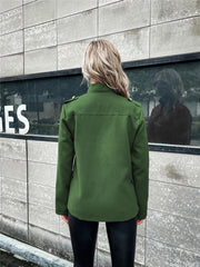 Suvimuga Army Green Button-Accent Blazer