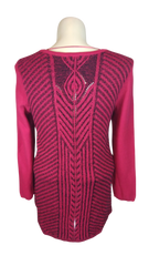 Style and Co. Red/Black Diagonal Stripe Edged Sweater