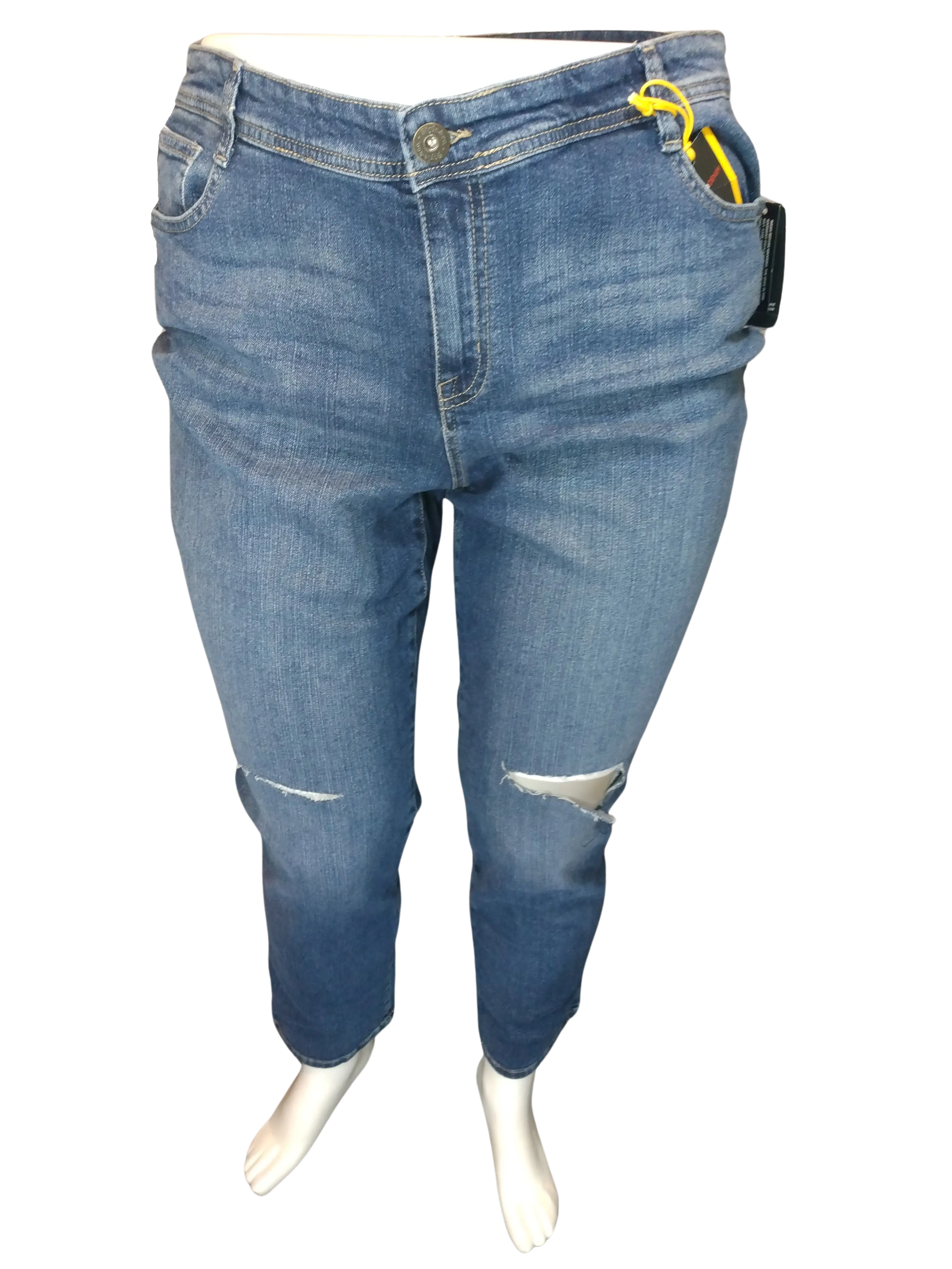 Style&Co Women’s Denim Blue Slim Leg Distressed Pants, Size 18W