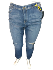 Style&Co Women’s Denim Blue Slim Leg Distressed Pants, Size 18W