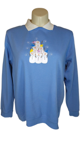 Snowman Screen Printed Blue/White Sweatshirt
