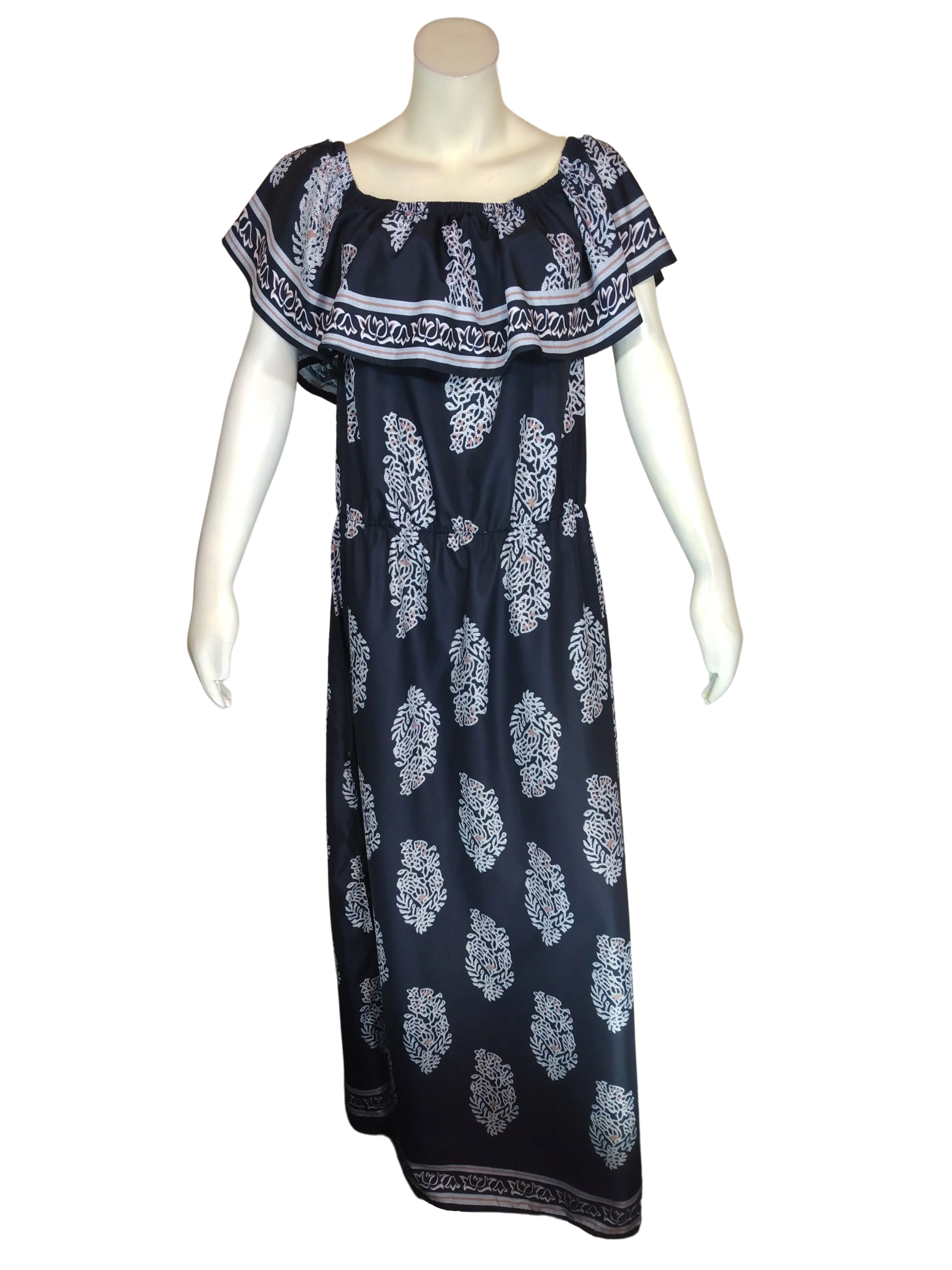 Diva General Collection Women’s Black/Cream/Tan Dress with Yoke Collar, Size 2X