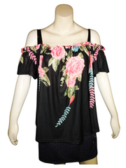 Rosegal Black Cold Shoulder Top