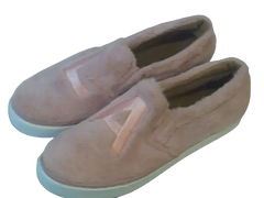 Qupid Light Pink & White Fuzzy "LA" Loafers