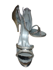 Viva Silver Jeweled Stiletto Heels with Buckle